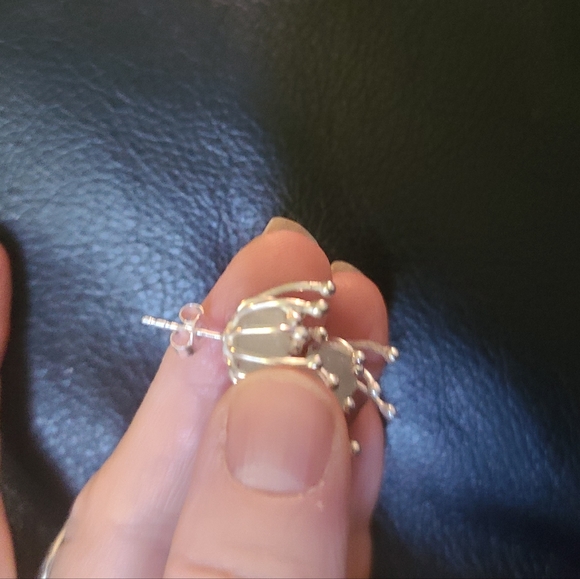 Aquamarine RAW large 6k spike sterling earrings NEW - Picture 7 of 9